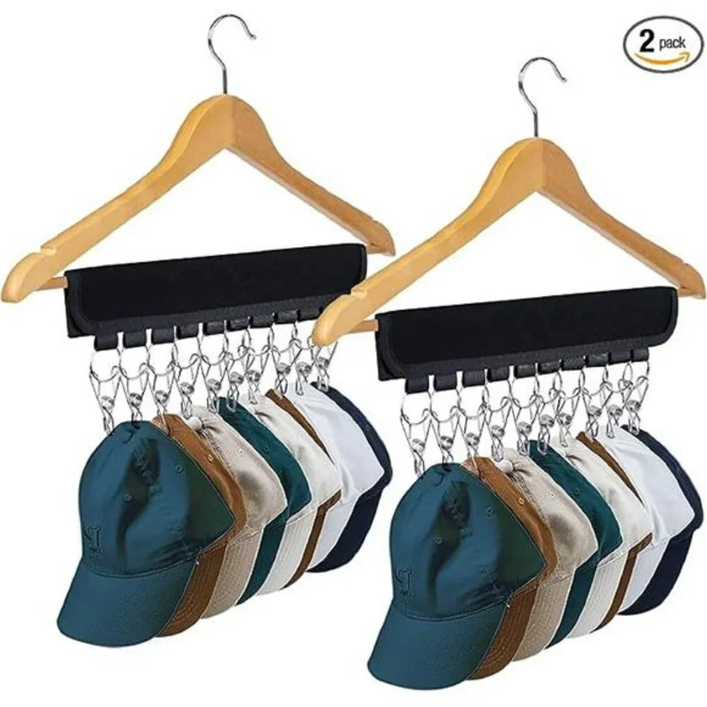 Hat rack organizer with clips closet hanger holder for baseball caps beanies